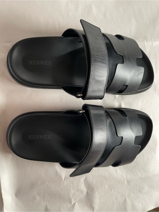 Hermes Shoes - Hermes Chypre Black Men's Leather Sandals (Size 40)